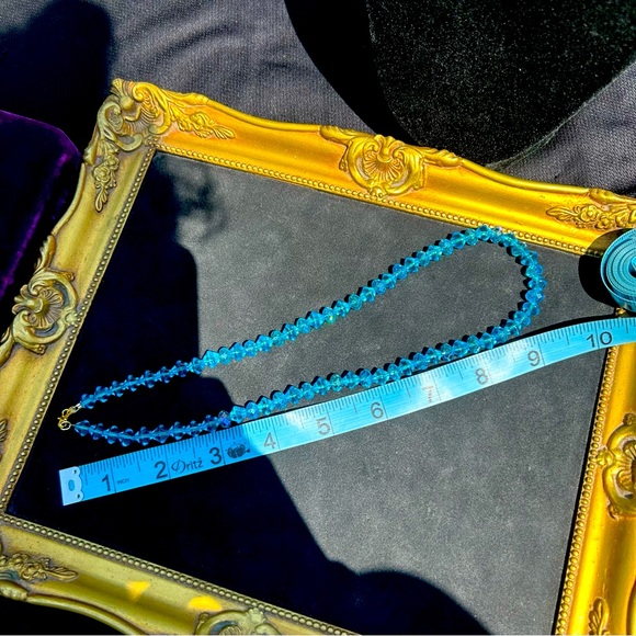 Antique Blue Depression Glass beaded Necklace - Picture 4 of 5
